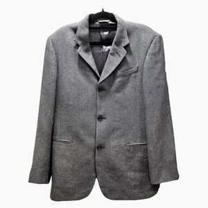VTG Wool & Silk Men's Blazer Donna Karan Signature 38 Gray Made in Italy Classic